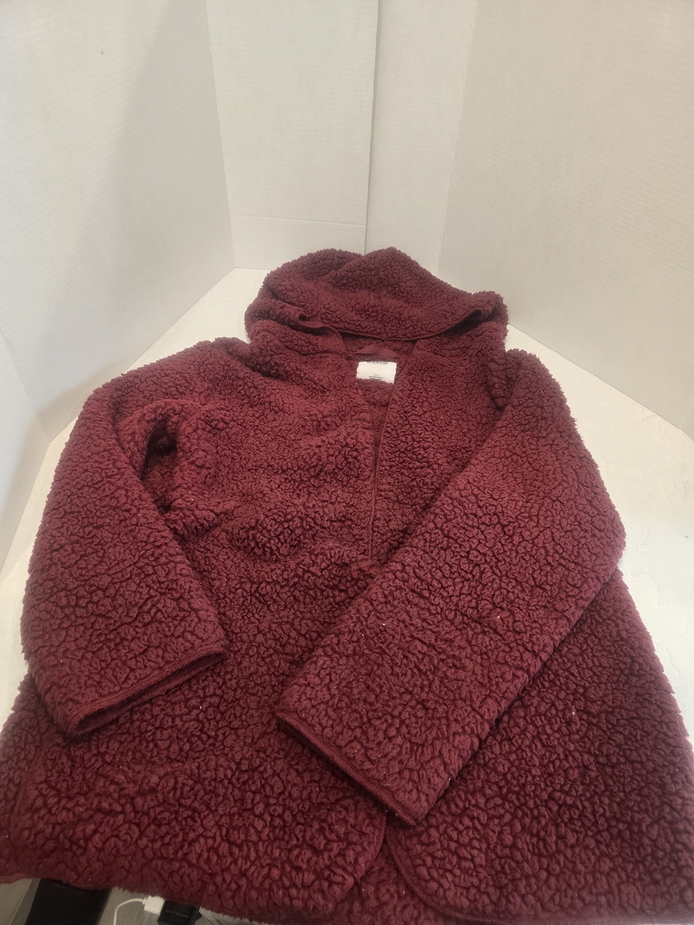 PINK Victoria's Secret Kids Hooded Sherpa Jacket in Burgundy